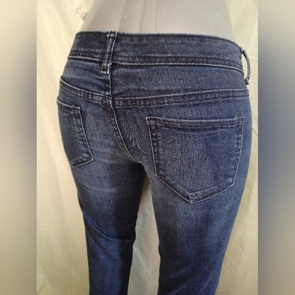 A Mossimo Supply Co. Dark Blue Slkm Skinny Raw Ankle Denim Jeans - Picture 3 of 9